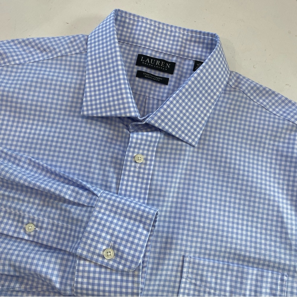 Lauren Ralph Lauren Men's Blue Checkered Long Sleeve Shirt